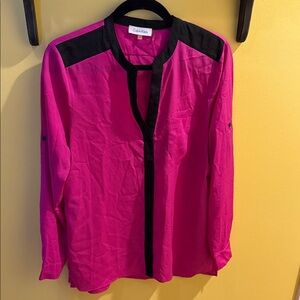 Calvin Klein Magenta Blouse with Black Accents